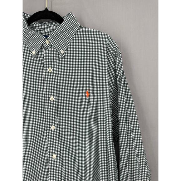 Vintage Ralph Lauren Shirt Mens XL Green Check Plaid Button Down Pony Cotton - Picture 6 of 9